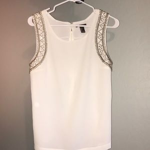 Forever 21 Silver Beaded Blouse Tank Top
